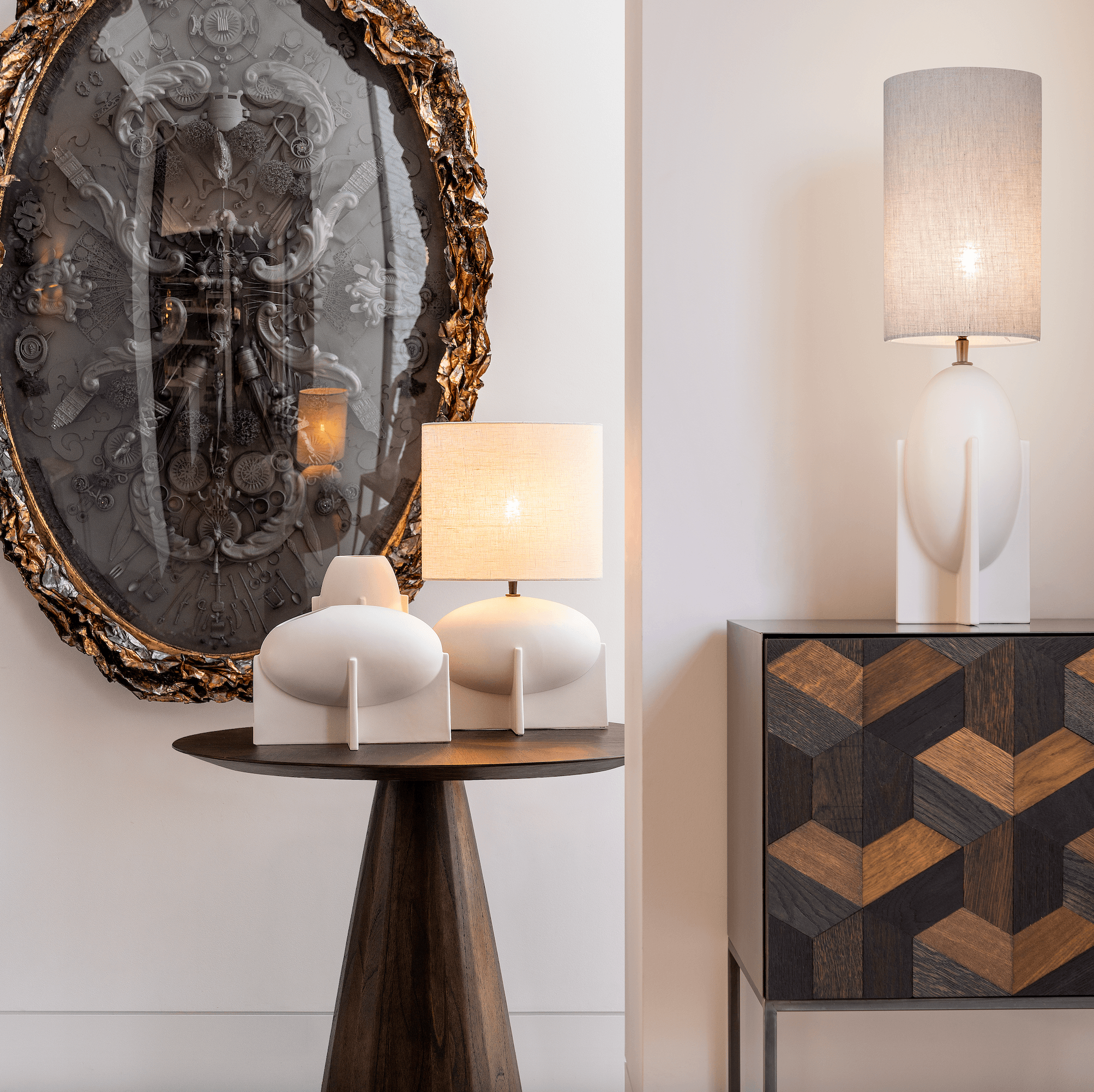 OVO 1 Earthenware Table Lamp with Shade - Maison Rêves UK