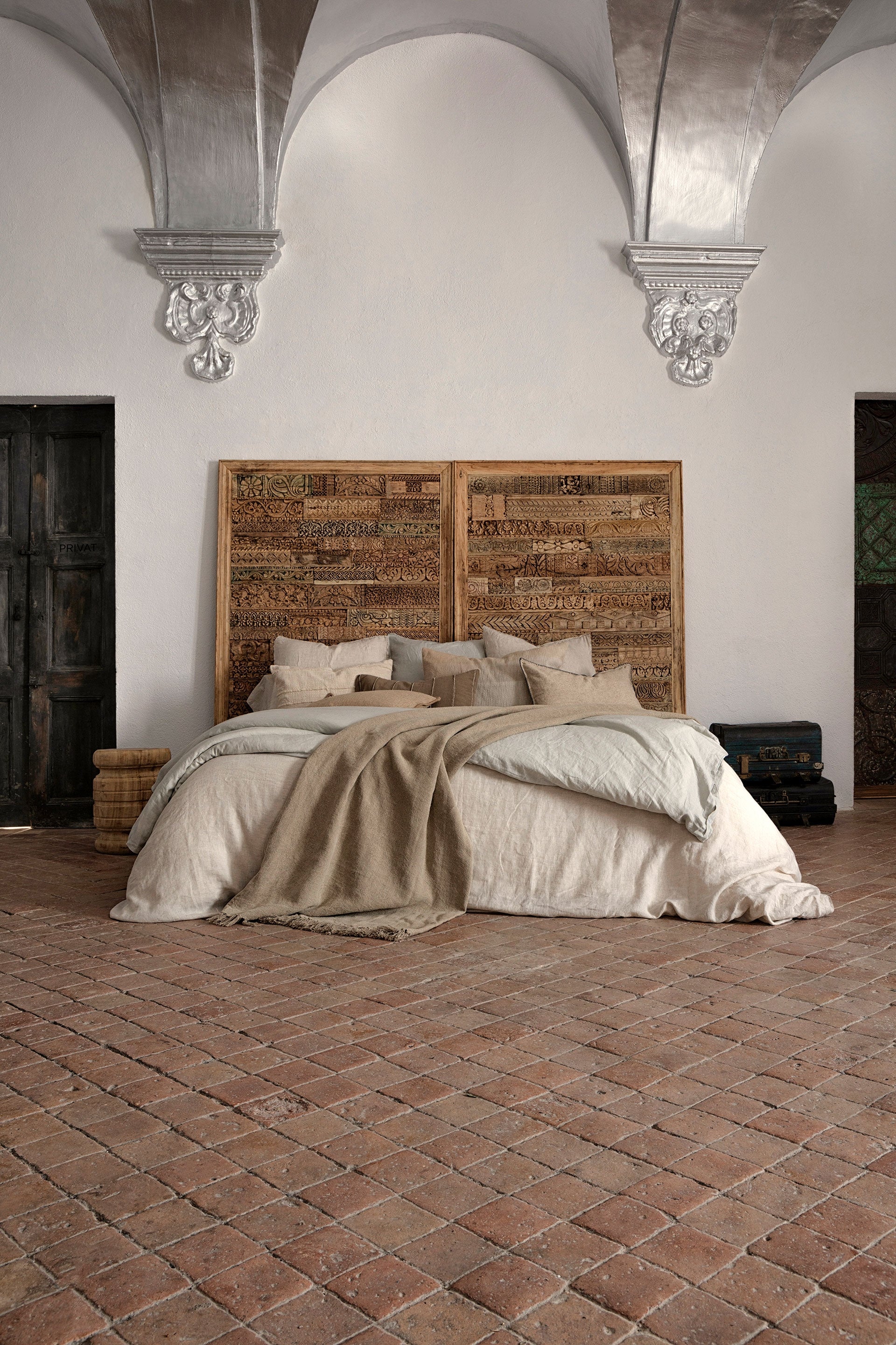 Askale Cream Teak Wood Wall Art - Maison Rêves UK