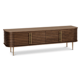 Paris Natural Walnut Media Unit with Gold Brass Handles by Berkeley Designs - Maison Rêves UK