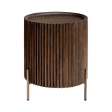 Pogoro Brown Wood Bedside Cabinet with Dark Brass Frame - Maison Rêves UK