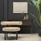 Pogoro Brown Wood Console Table with Dark Brass Frame - Landed Stock - Maison Rêves UK