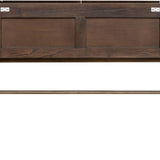 Pogoro Brown Wood Console Table with Dark Brass Frame - Landed Stock - Maison Rêves UK