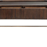 Pogoro Brown Wood Console Table with Dark Brass Frame - Landed Stock - Maison Rêves UK