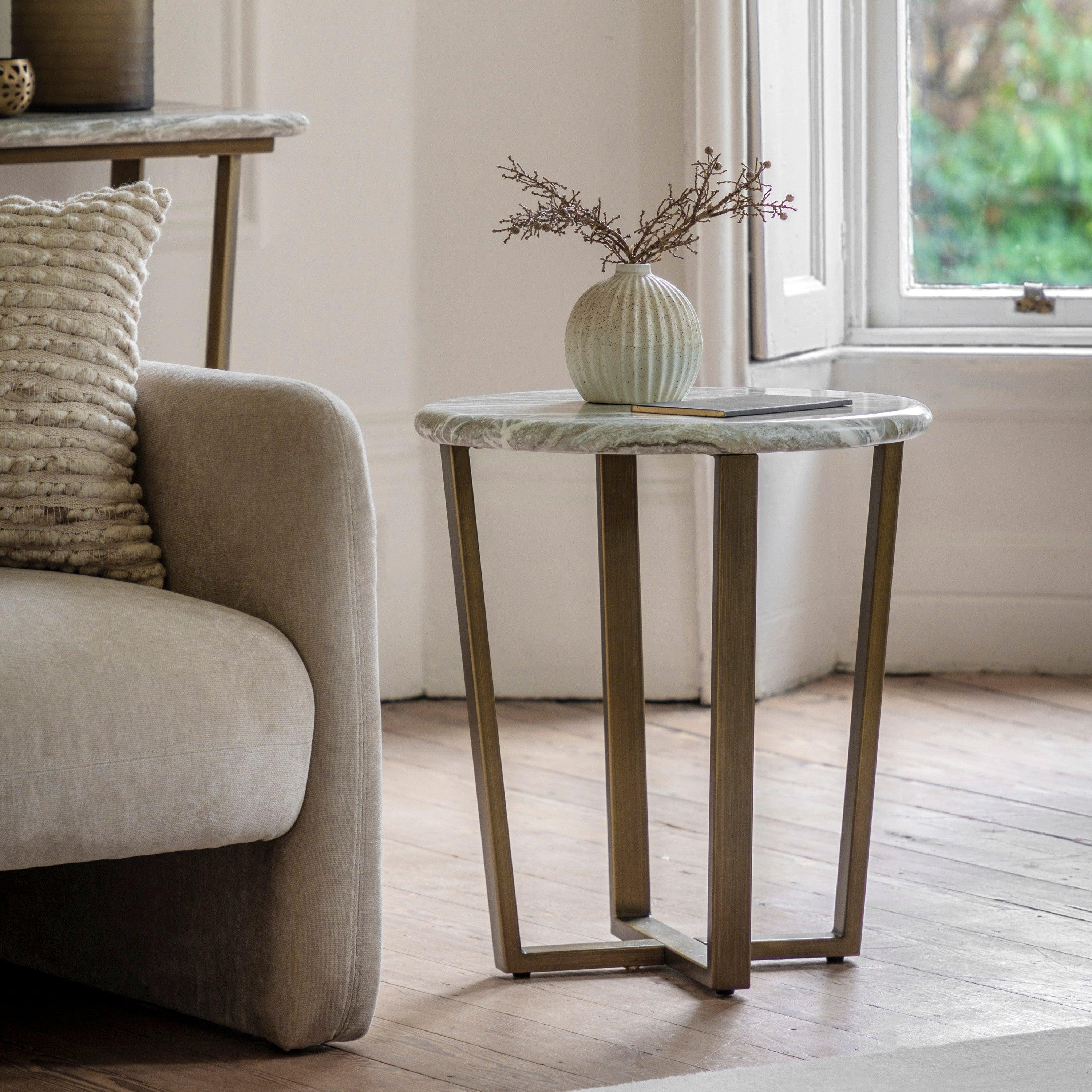 Ponte Side Table Faux Marble Top - Maison Rêves UK