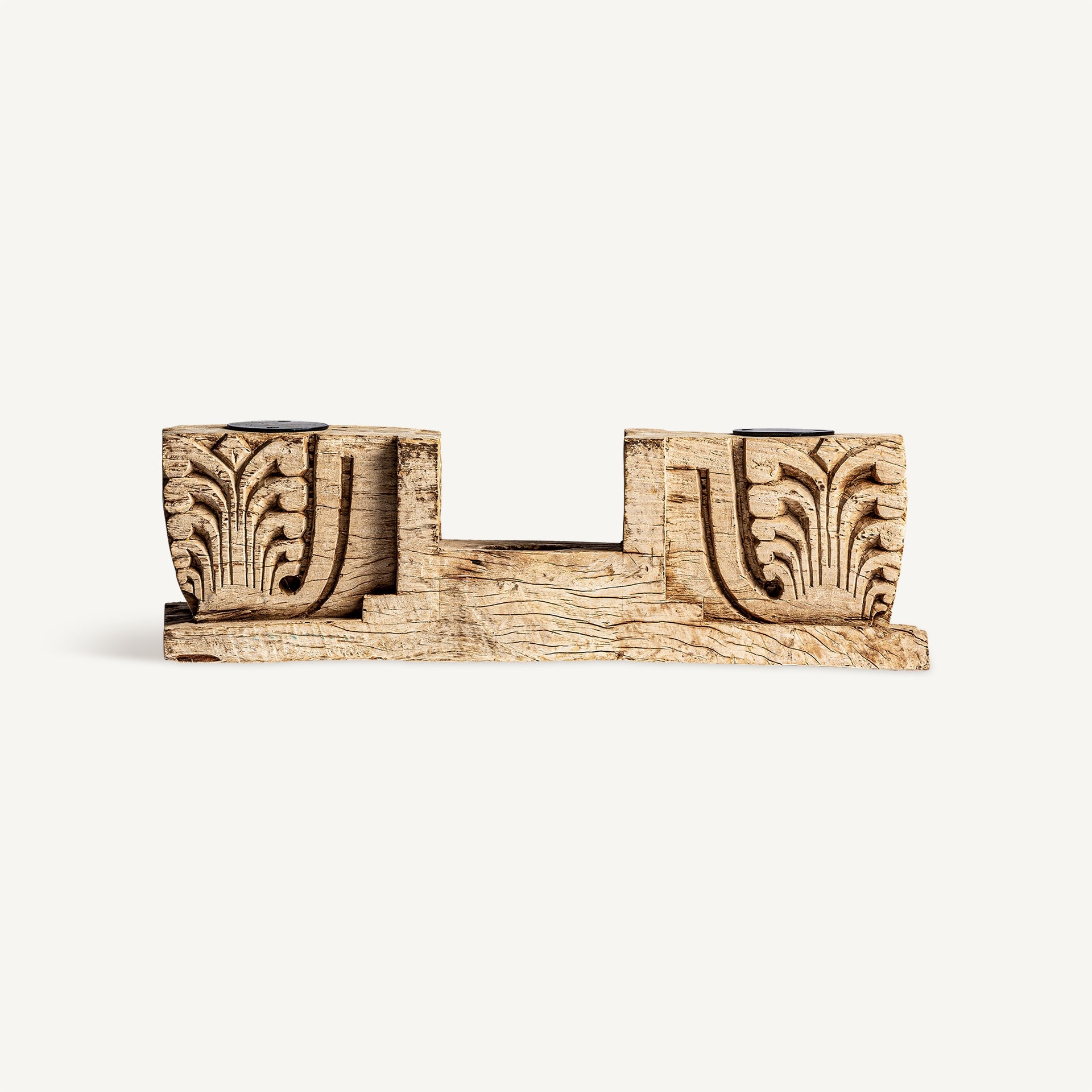 Argeen Teak Wood Candle Holder - Maison Rêves UK
