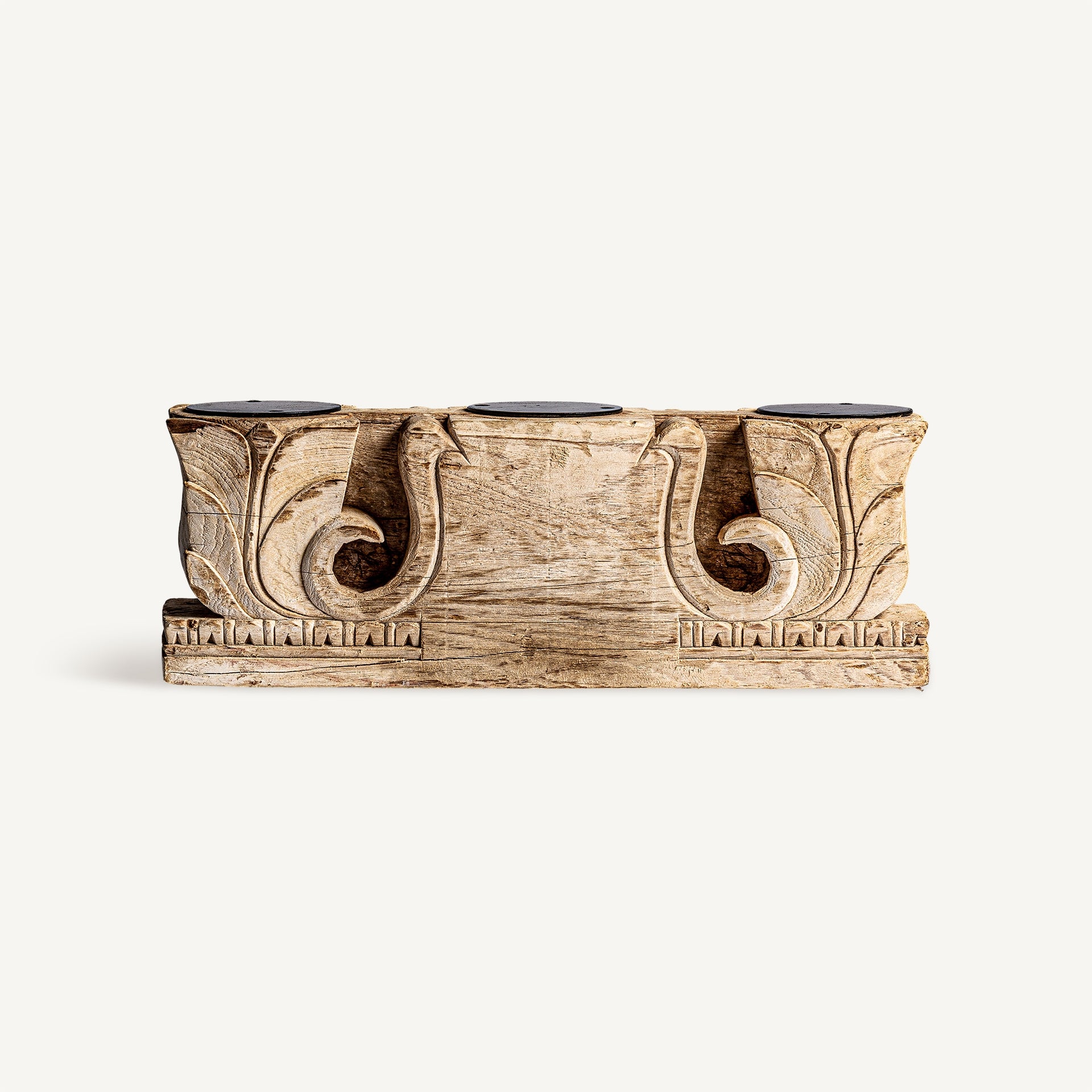 Argeen Teak Wood Candle Holder - Maison Rêves UK