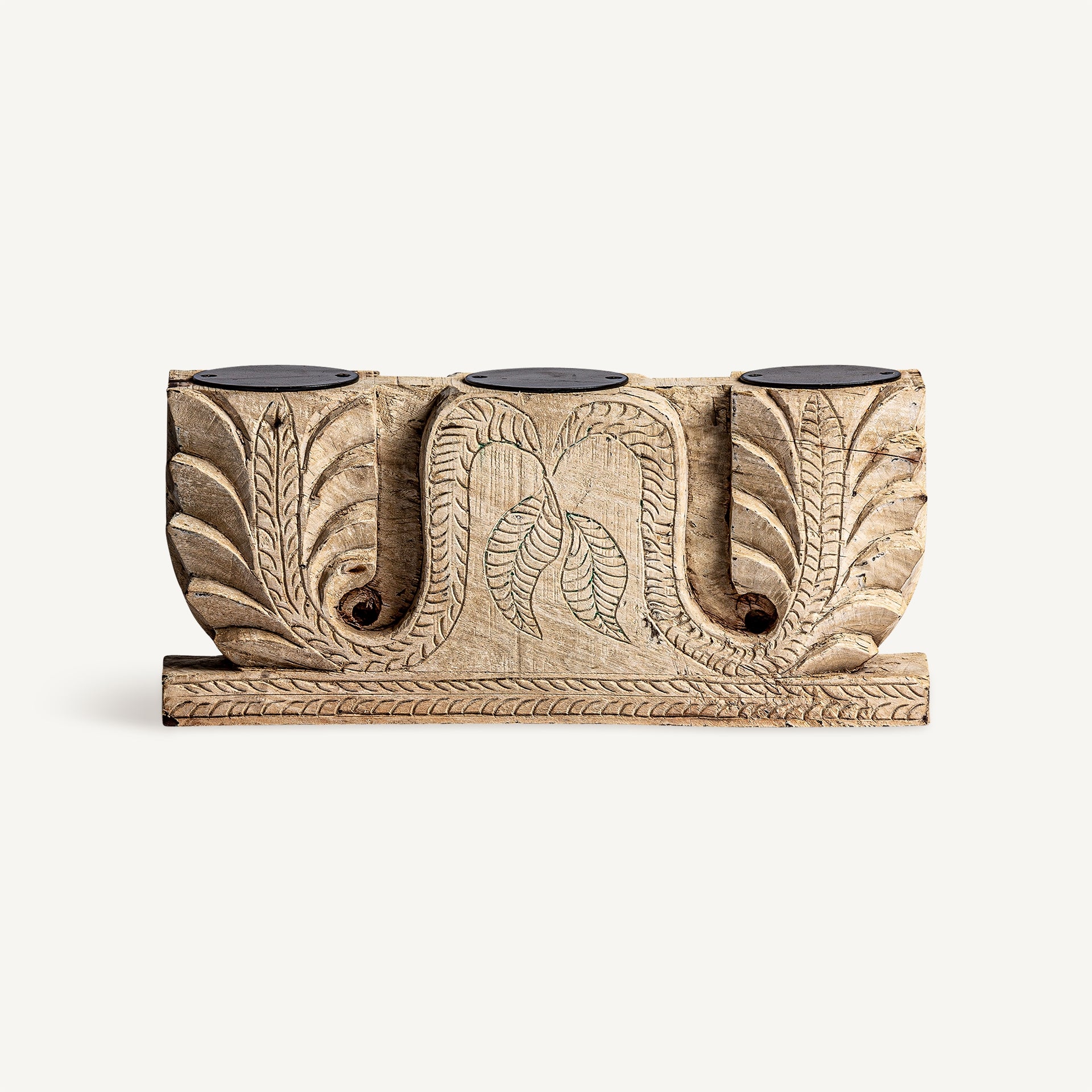 Argeen Teak Wood Candle Holder - Maison Rêves UK