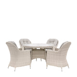 Prairie Rattan 4 Seater Round Dining Set - Maison Rêves UK