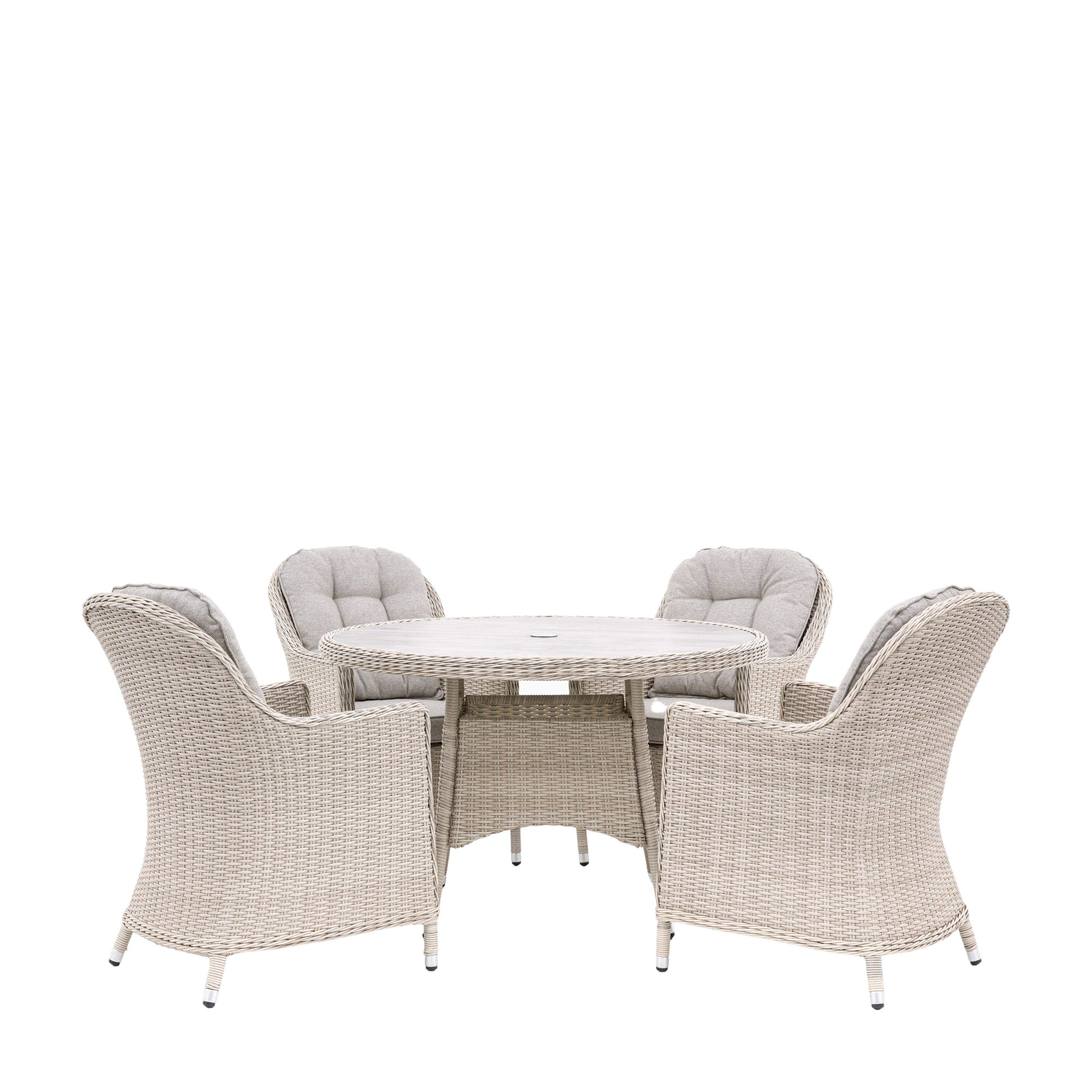 Prairie Rattan 4 Seater Round Dining Set - Maison Rêves UK