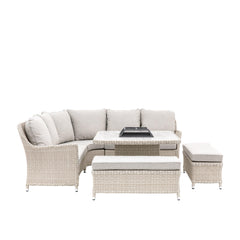 Prairie Rattan Corner Square Dining Set with Fire Pit - Maison Rêves UK