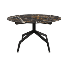 Razor Marble Top Circular Coffee Table with Black Base D70cm - Maison Rêves UK