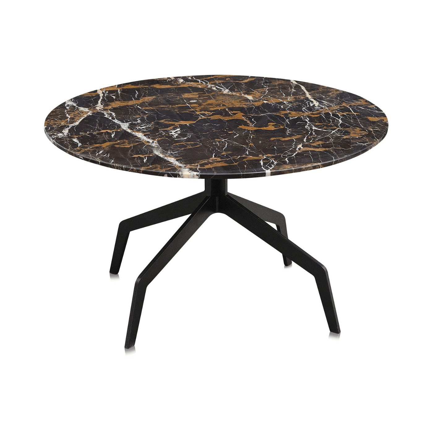 Razor Marble Top Circular Coffee Table with Black Base D70cm - Maison Rêves UK