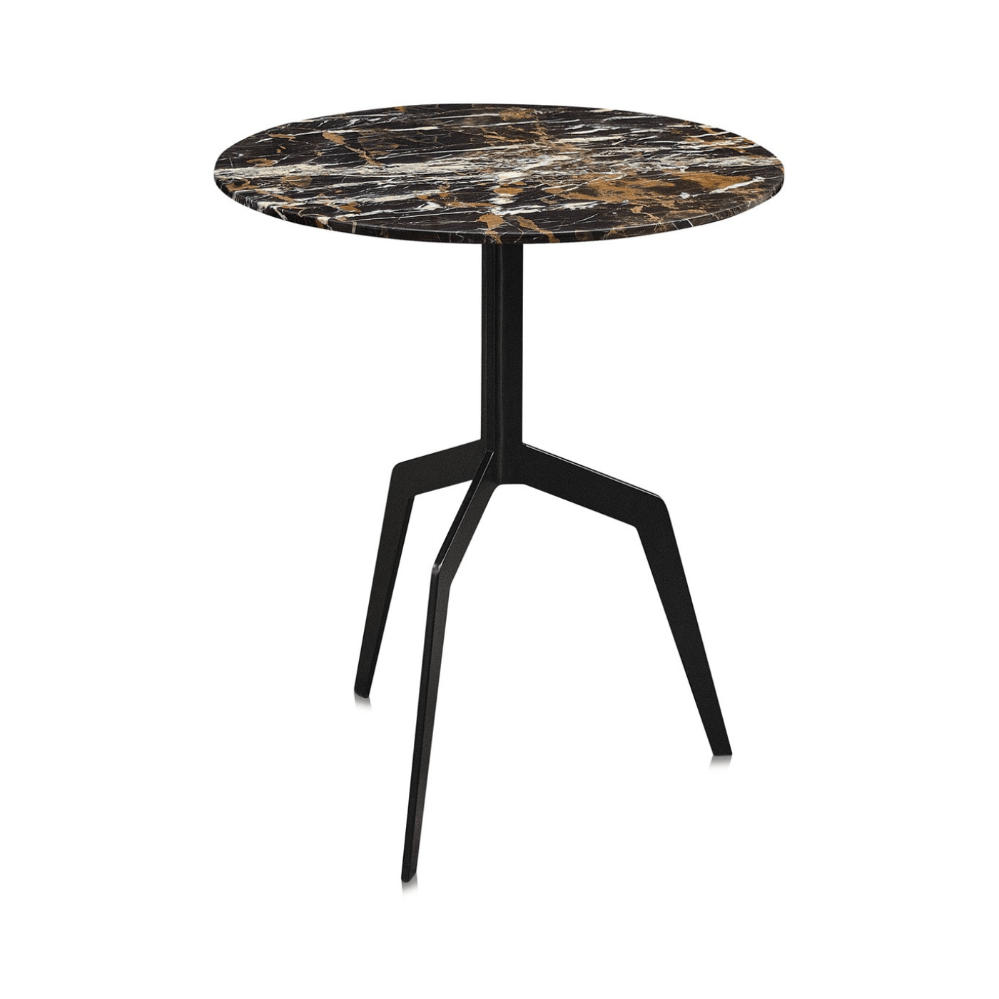Razor Marble Top Circular Occasional Table with Black Base D50cm - Maison Rêves UK