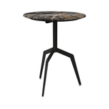 Razor Marble Top Circular Occasional Table with Black Base D50cm - Maison Rêves UK