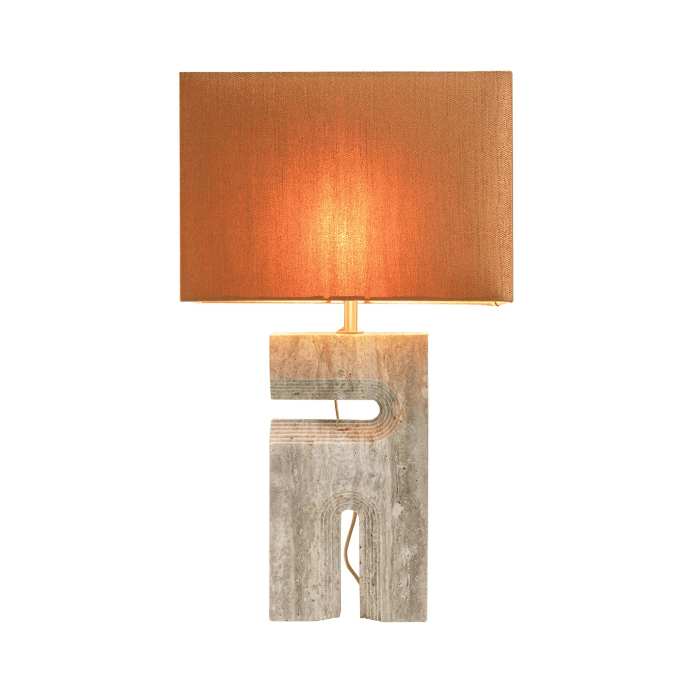 Reso Two Travertine Table Lamp with Shade - Maison Rêves UK