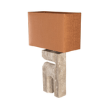 Reso Two Travertine Table Lamp with Shade - Maison Rêves UK