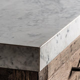 Samsun Recycled Pine Wood Bar Counter with Marble Top - Maison Rêves UK