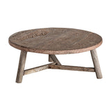 Samsun Recycled Pine Wood Circular Coffee Table - Maison Rêves UK