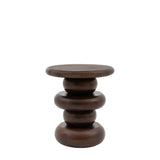 Sculpture Dark Mango Wood Side Table - Maison Rêves UK