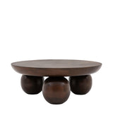 Sculpture Round Dark Mango Wood Coffee Table - Maison Rêves UK