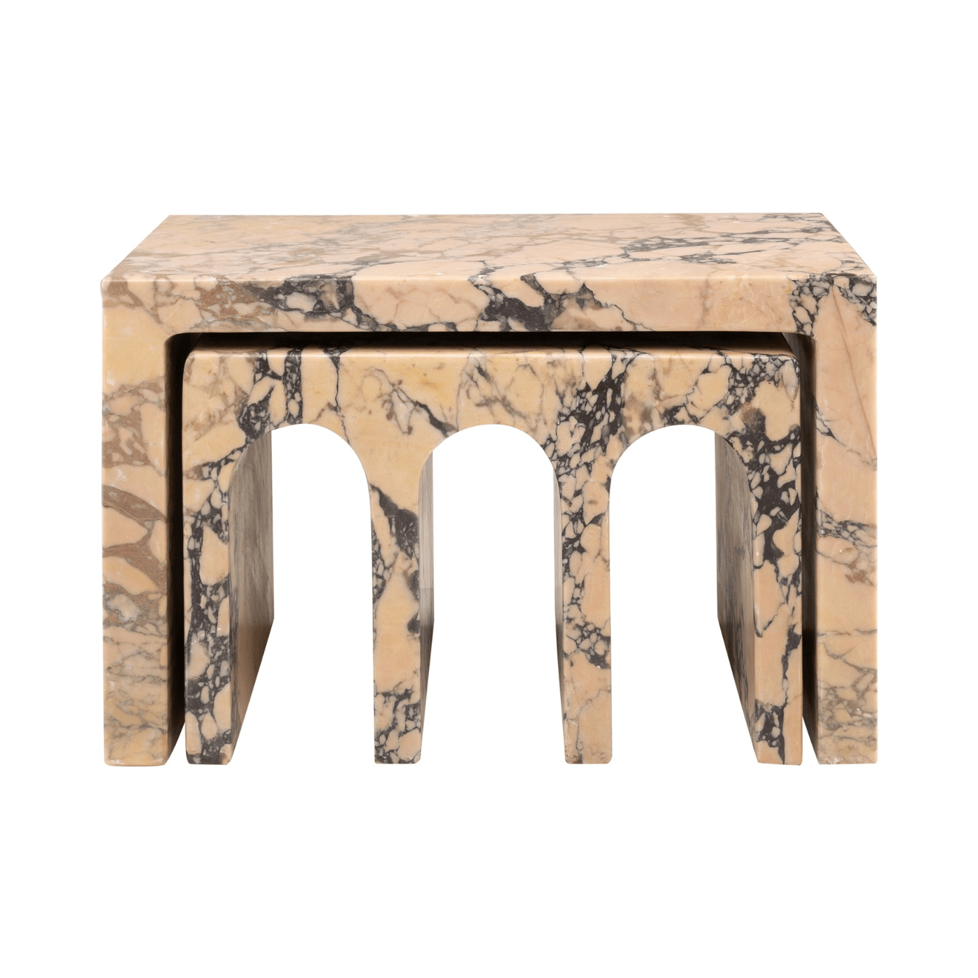 Segovia Set of Two Purple Breccia Marble Coffee Table - Maison Rêves UK