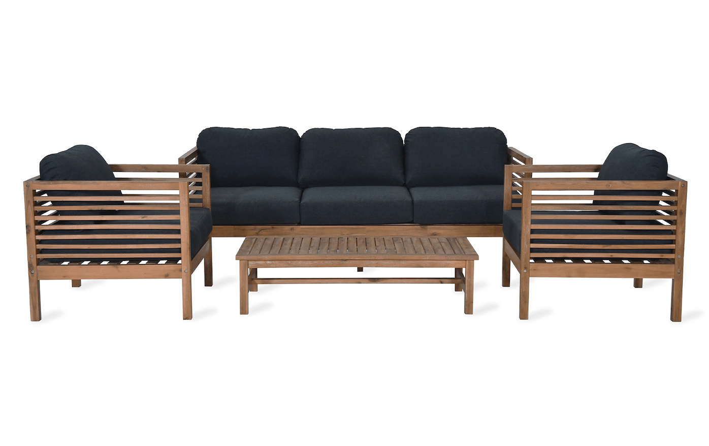 Sennen Outdoor Acacia Wood Armchairs with Coffee Table (sofa not included) - Maison Rêves UK