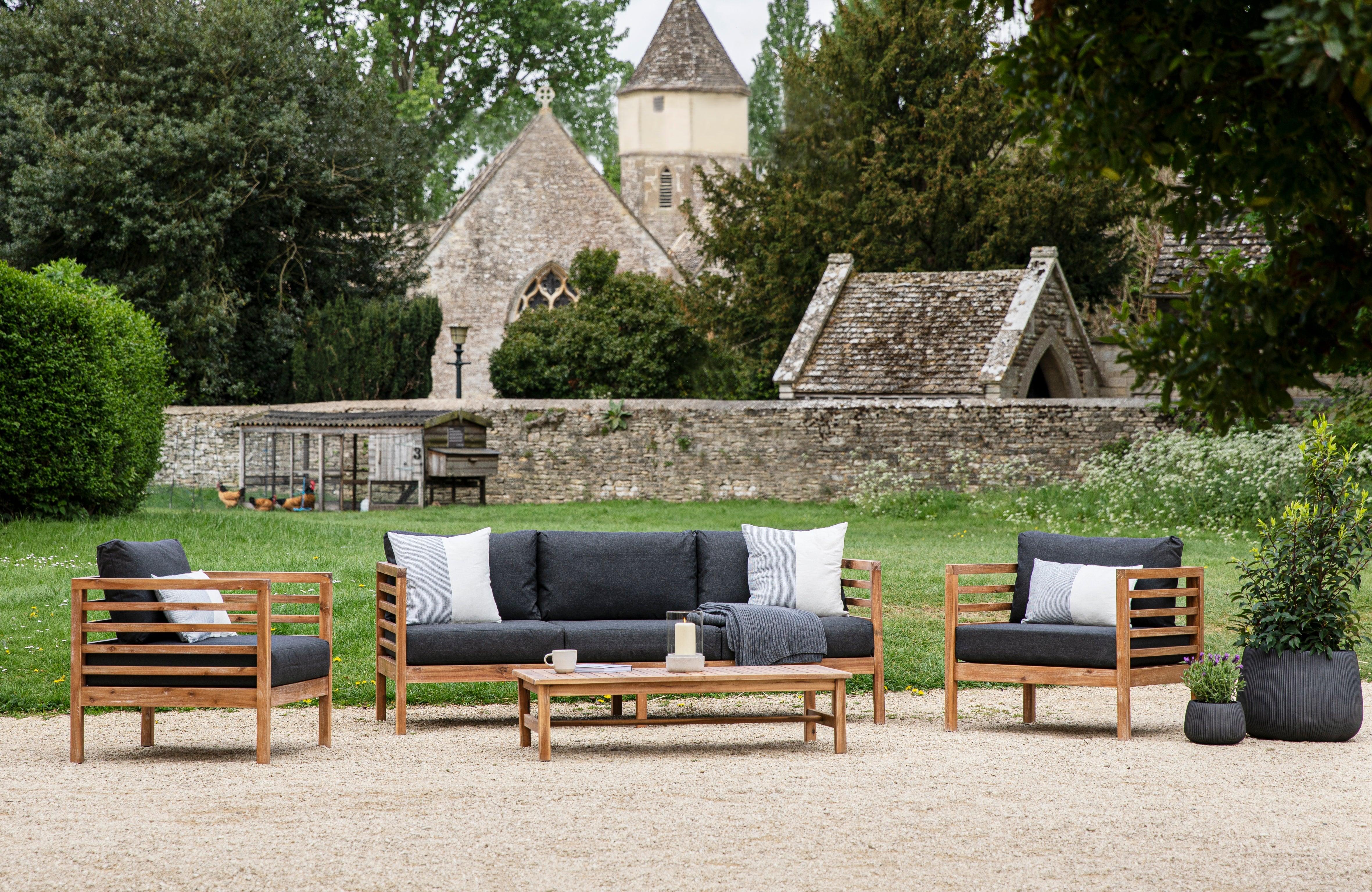 Sennen Outdoor Acacia Wood Armchairs with Coffee Table (sofa not included) - Maison Rêves UK