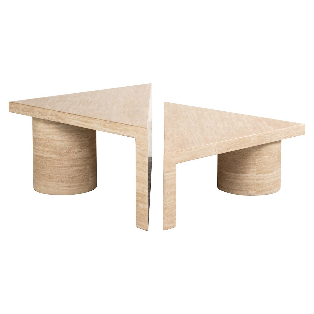 Set of Two Fictus Faux Travertine Coffee Tables by Richmond Interiors - Maison Rêves UK