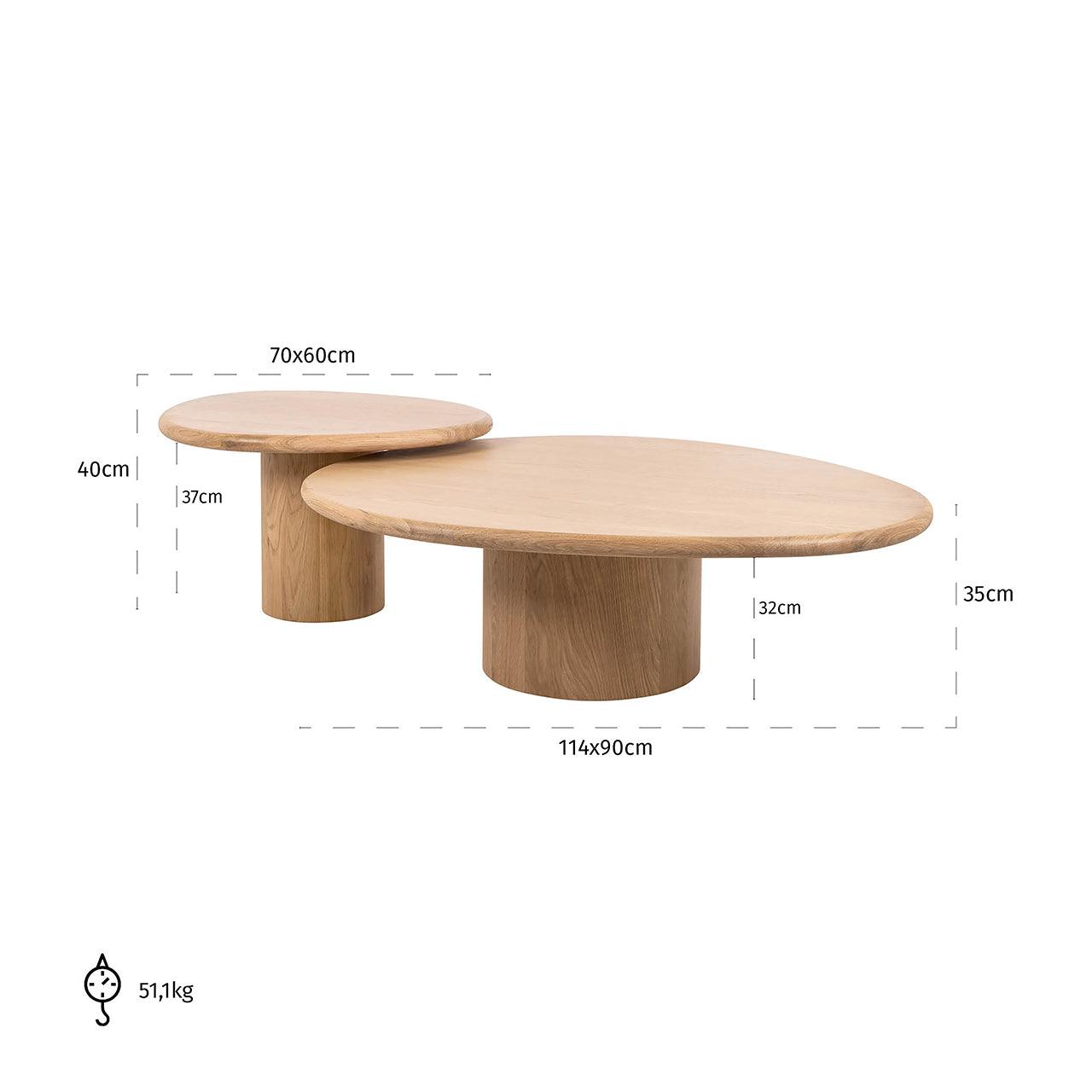 Set of Two Oakley Natural Oak Wood Coffee Tables by Richmond Interiors - Maison Rêves UK