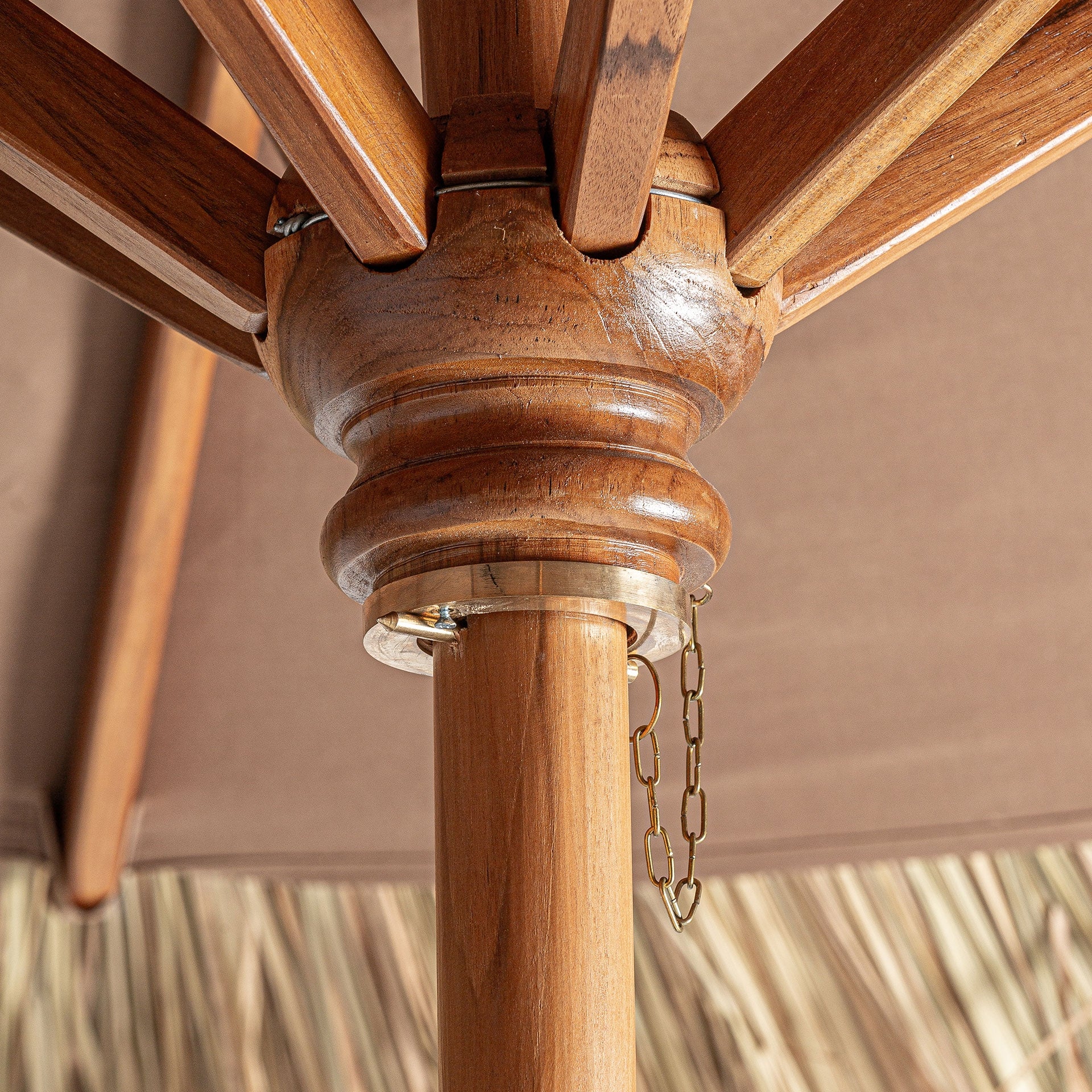 Liwale Teak Wood Parasol - 370cm - Maison Rêves UK