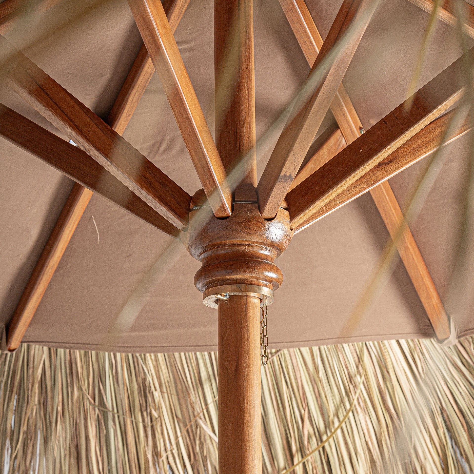 Liwale Teak Wood Parasol - 370cm - Maison Rêves UK