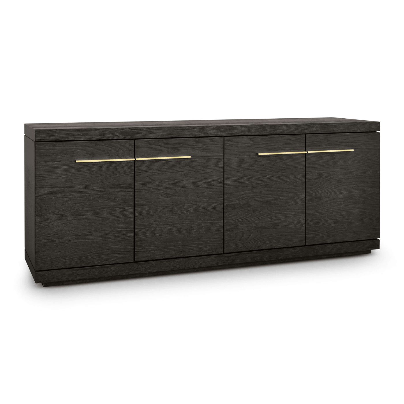 Sorrento 4-Door Sideboard Dark Oak Veneer With Gold Handles by Berkeley Designs - Maison Rêves UK