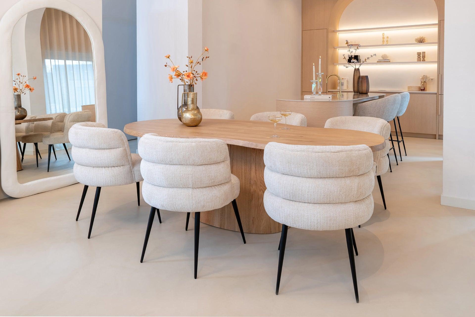 Stella Beige Chenille Fabric Dining Chair by Richmond Interiors - Maison Rêves UK