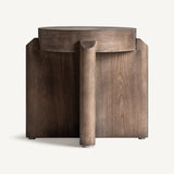 Jacquard Elm Wood Stool - 45cm - Maison Rêves UK