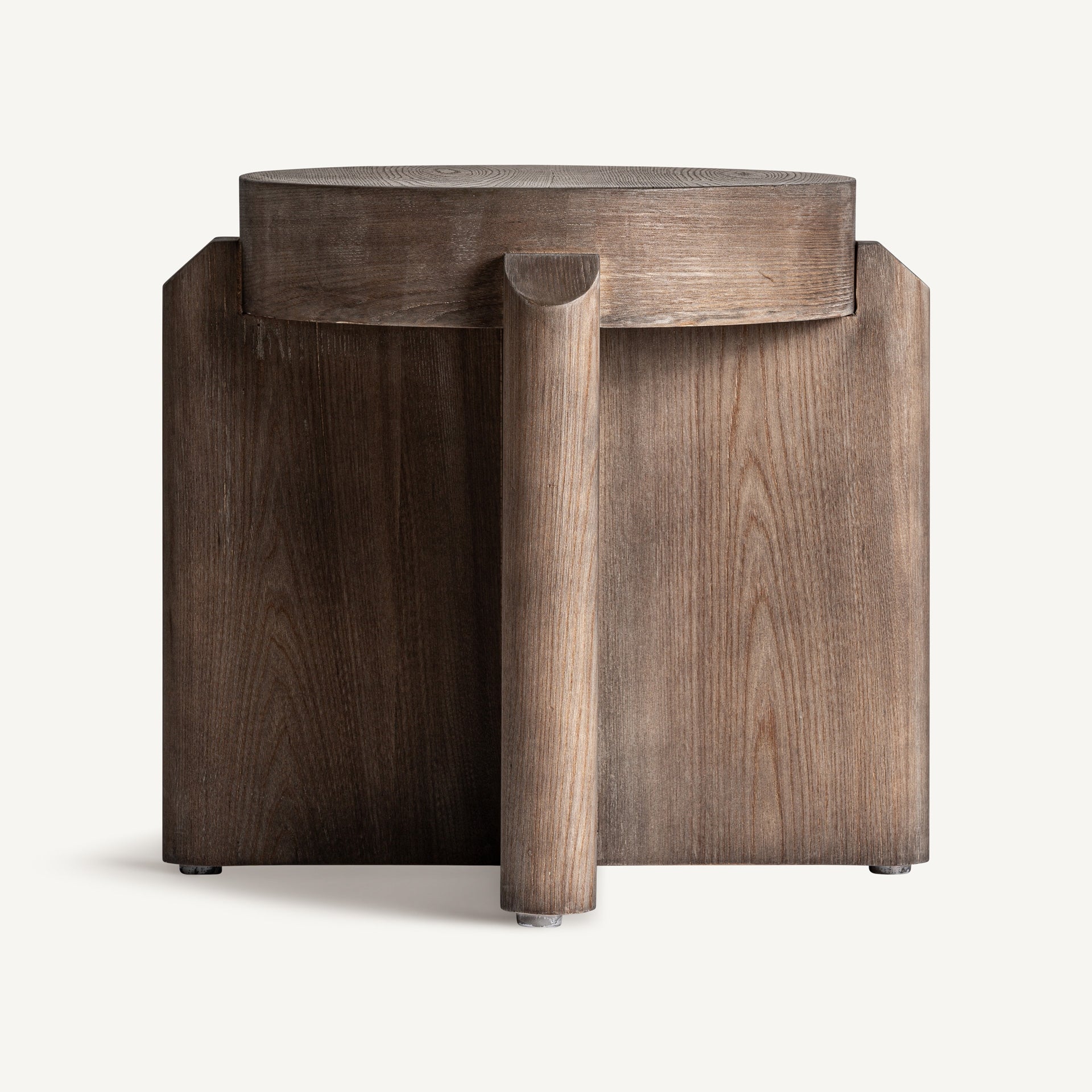 Jacquard Elm Wood Stool - 45cm - Maison Rêves UK