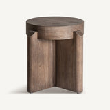 Jacquard Elm Wood Stool - 45cm - Maison Rêves UK
