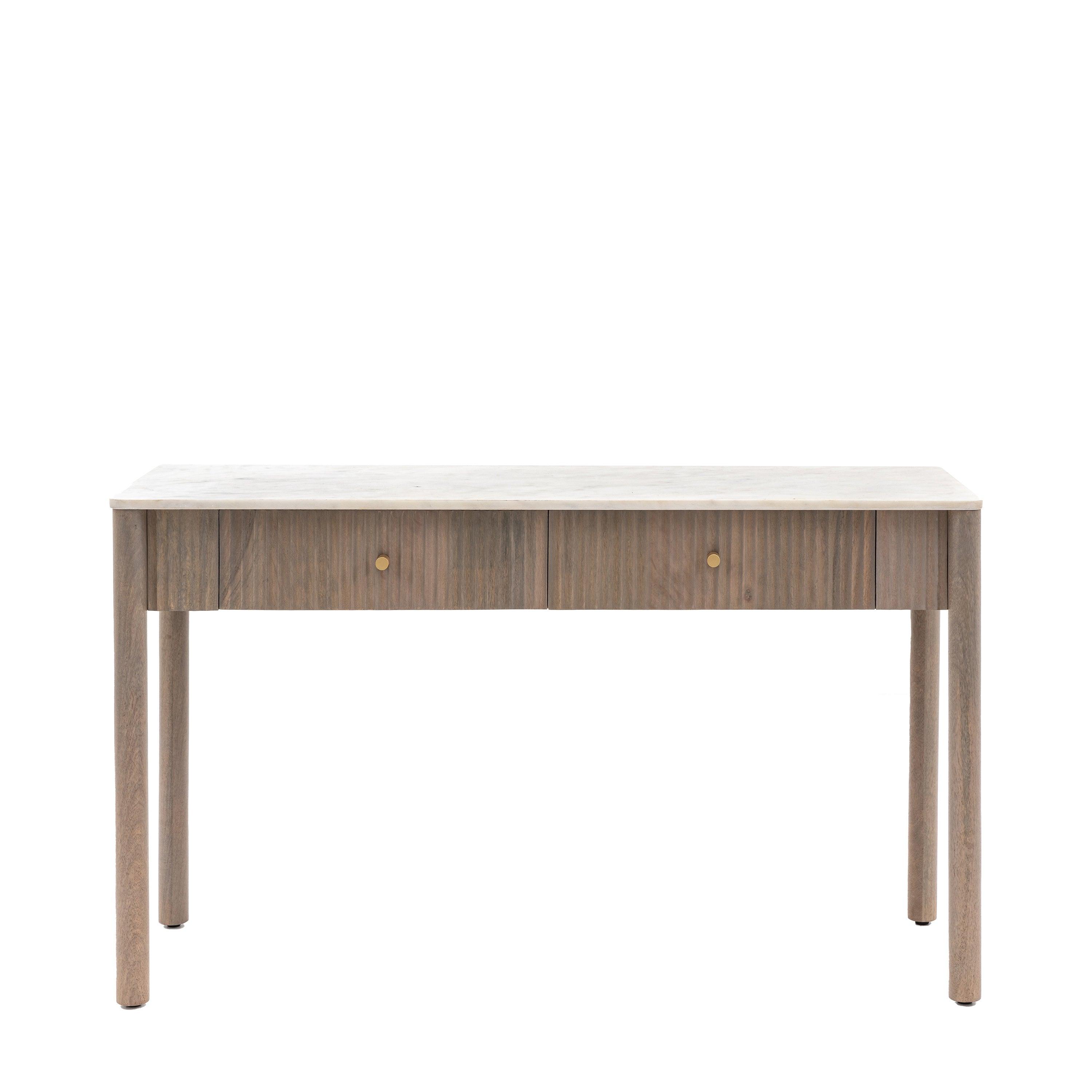 Terra 2 Drawer Mango Wood Console Marble Top - Maison Rêves UK