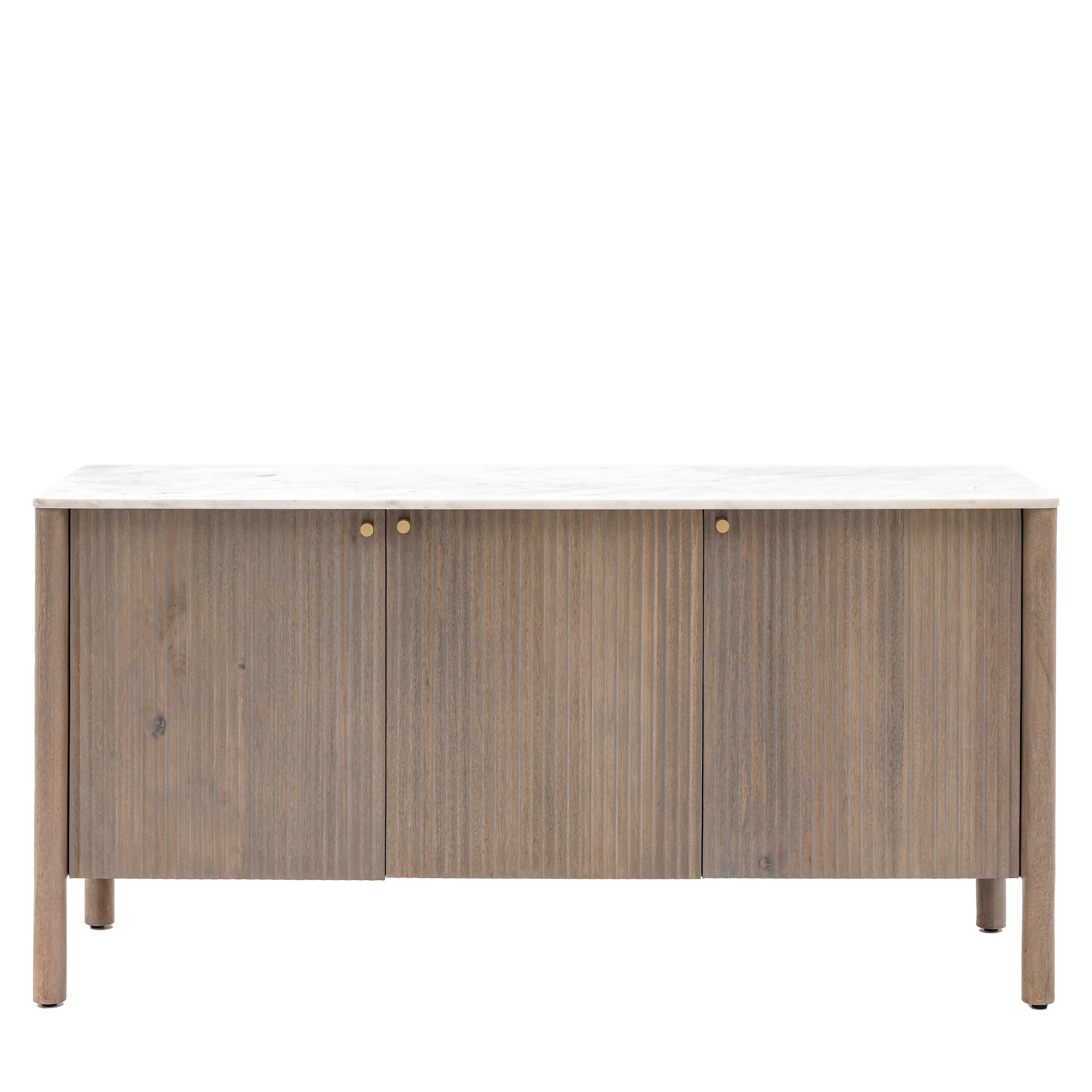 Terra 3 Door Mango Wood Sideboard Marble Top - Maison Rêves UK