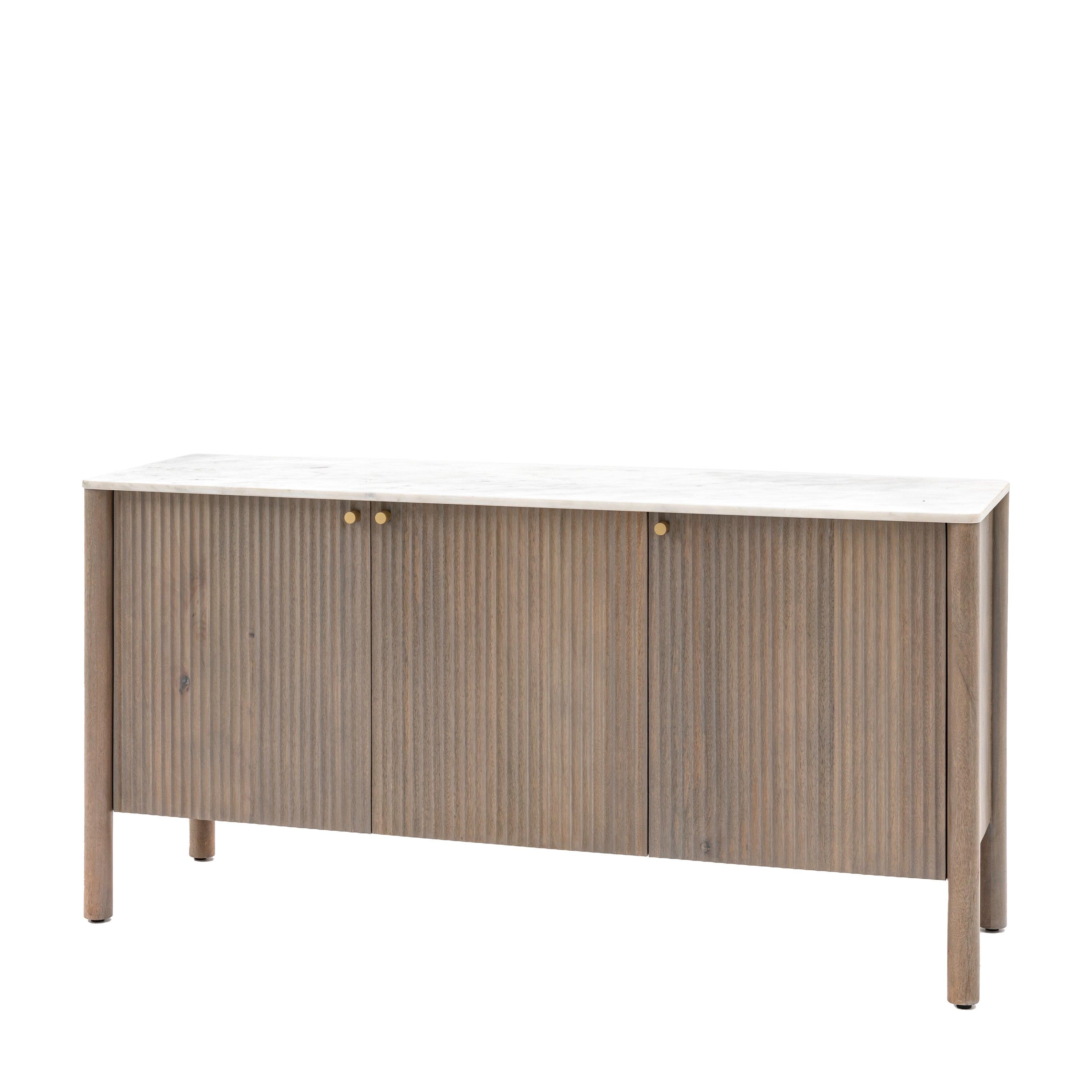 Terra 3 Door Mango Wood Sideboard Marble Top - Maison Rêves UK