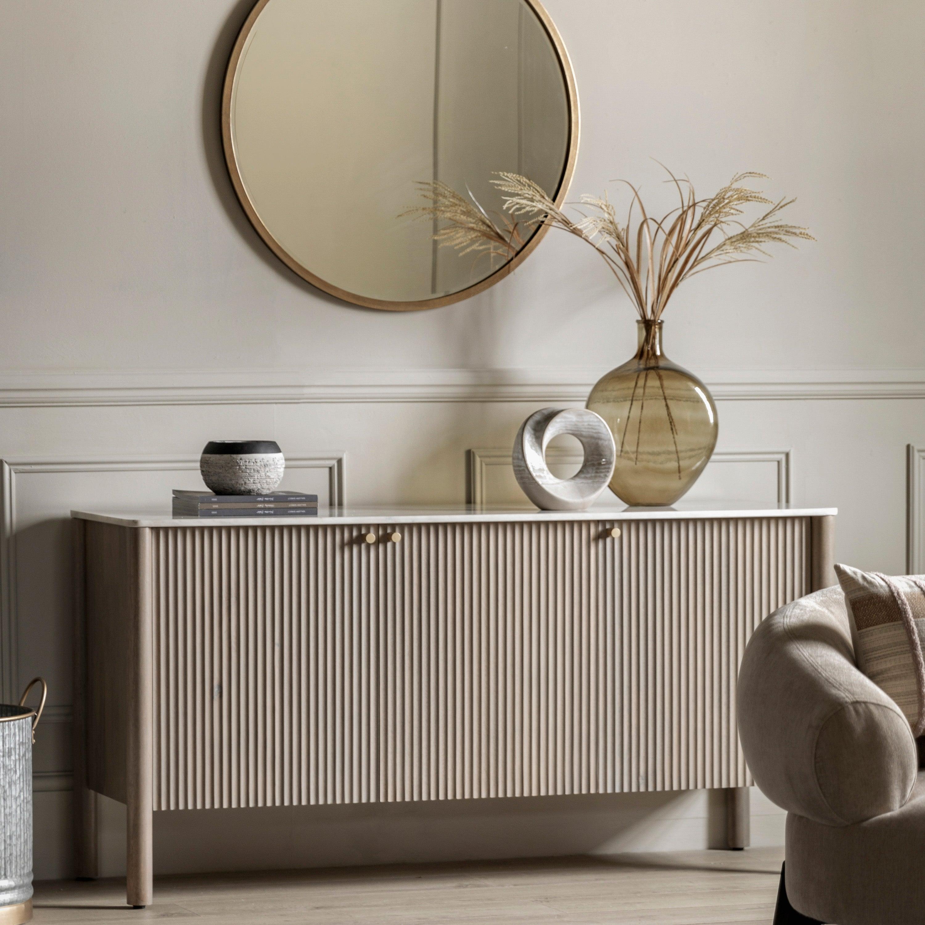 Terra 3 Door Mango Wood Sideboard Marble Top - Maison Rêves UK