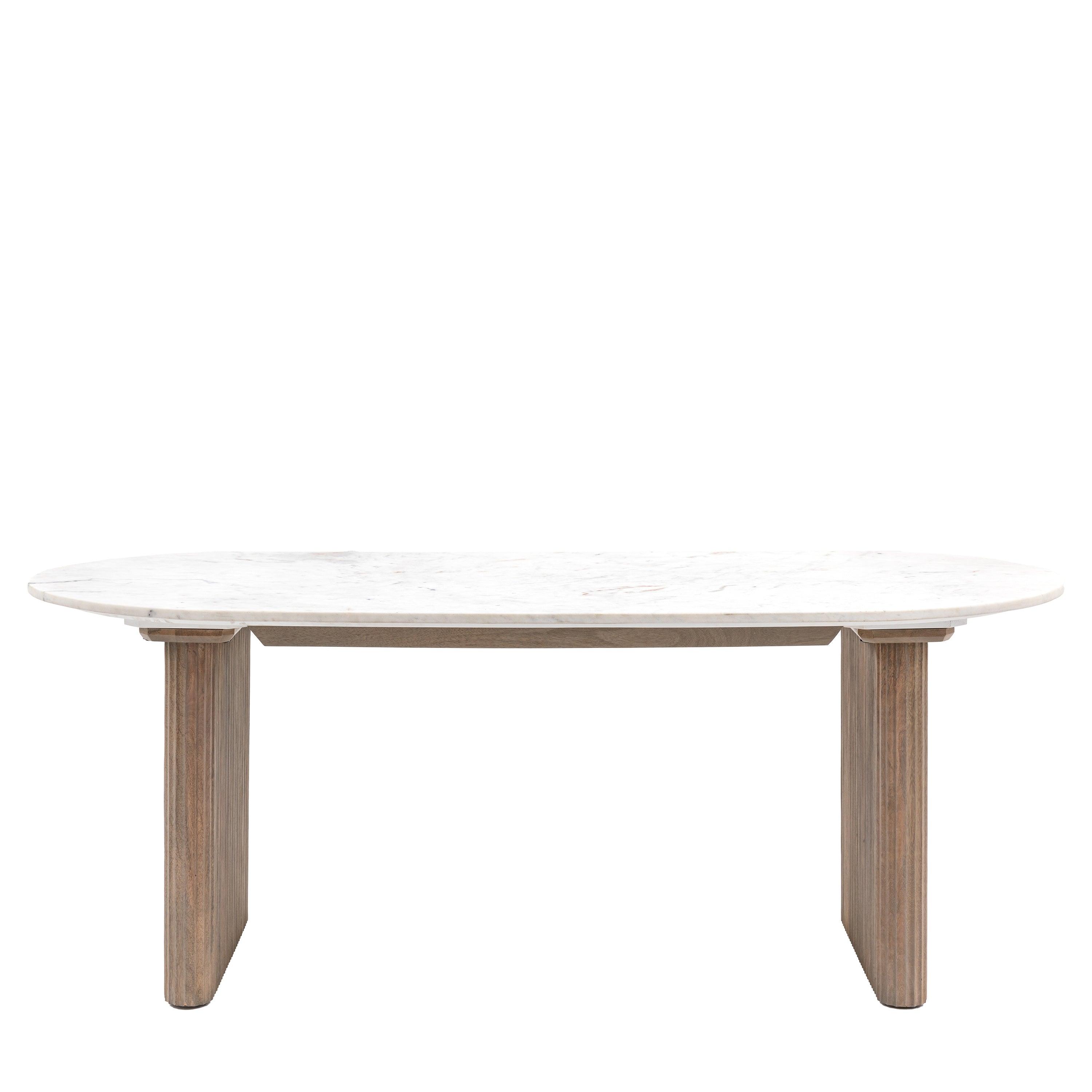 Terra Mango Wood Dining Table Marble Top - Maison Rêves UK