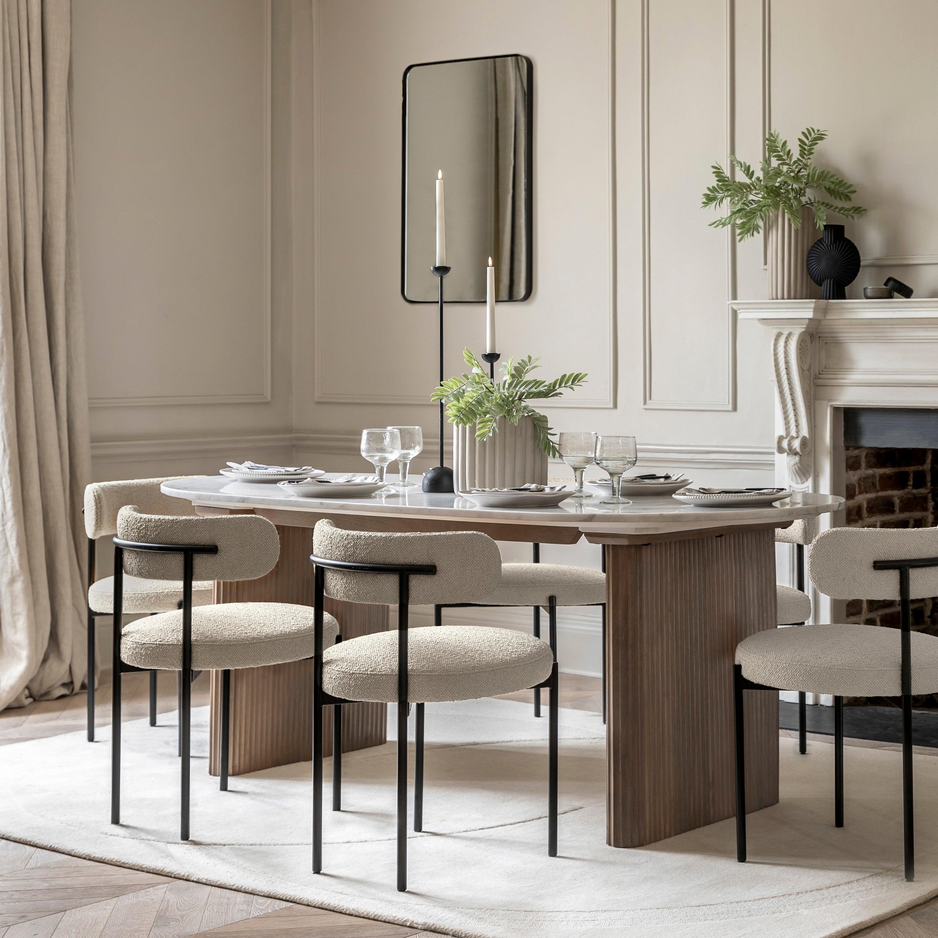 Terra Mango Wood Dining Table Marble Top - Maison Rêves UK