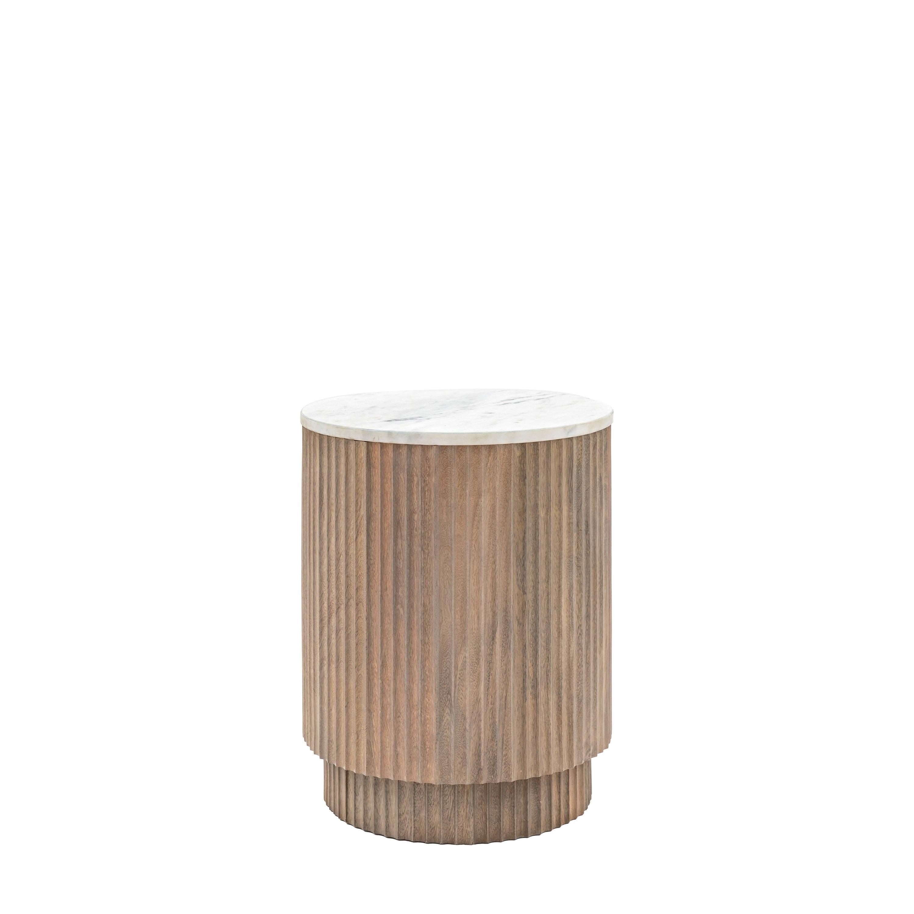 Terra Mango Wood Side Table Marble Top - Maison Rêves UK