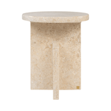 Tommy Polished Cream Marble Occasional Table/Stool - Maison Rêves UK