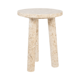 Tommy Polished Cream Marble Occasional Table/Stool - Maison Rêves UK