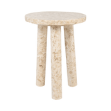 Tommy Polished Cream Marble Occasional Table/Stool - Maison Rêves UK