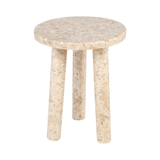 Tommy Polished Cream Marble Occasional Table/Stool - Maison Rêves UK