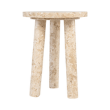 Tommy Polished Cream Marble Occasional Table/Stool - Maison Rêves UK