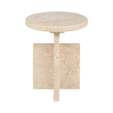 Tommy Polished Cream Marble Occasional Table/Stool - Maison Rêves UK