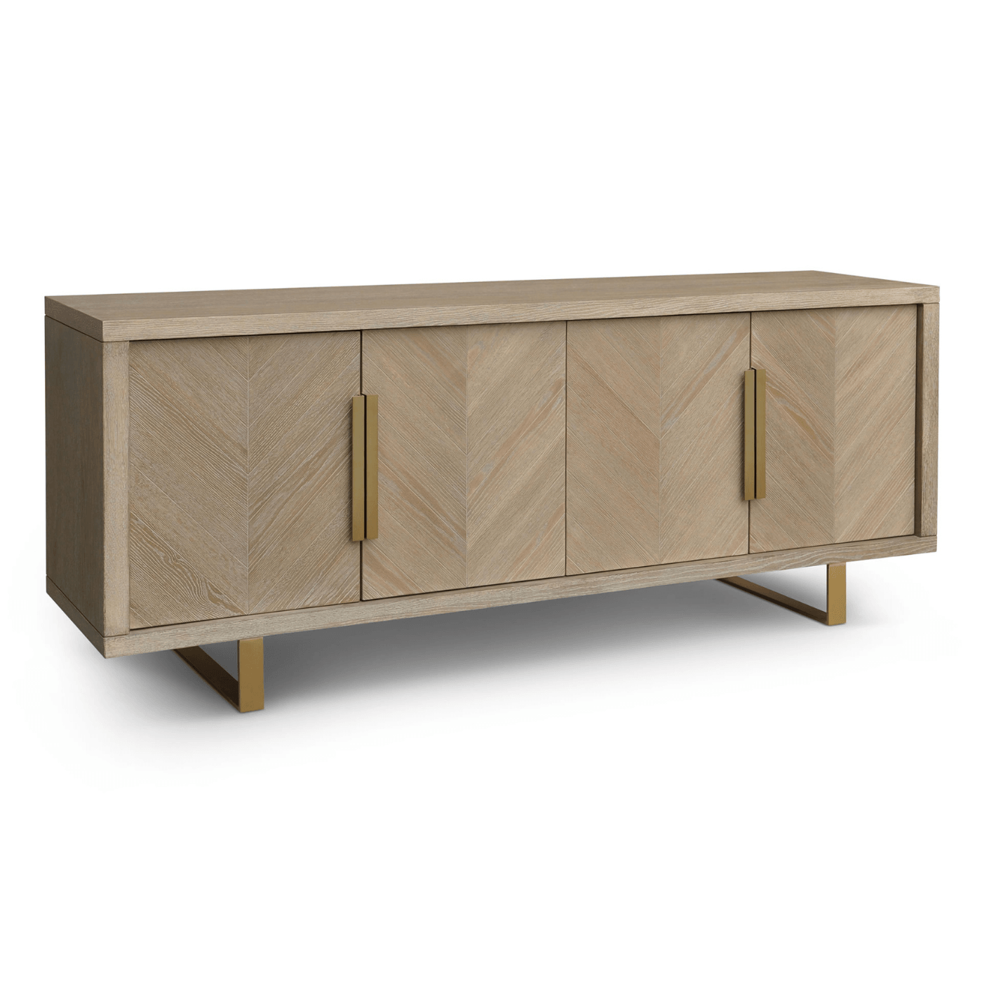 Valencia Sideboard 4-Door Sideboard Natural Grey Oak In Parquet Style by Berkeley Designs - Maison Rêves UK